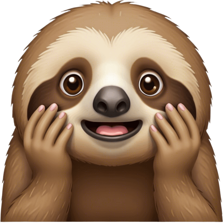 sloth with shoked face with hands on face emoji