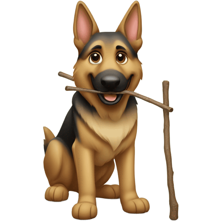 German shepherd with a stick  emoji