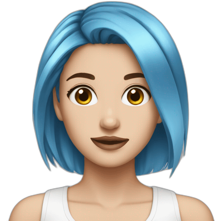 e girl, blue hair,white girl emoji