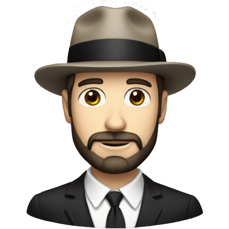 White skinned man with a tiny black beard and small black fedora emoji