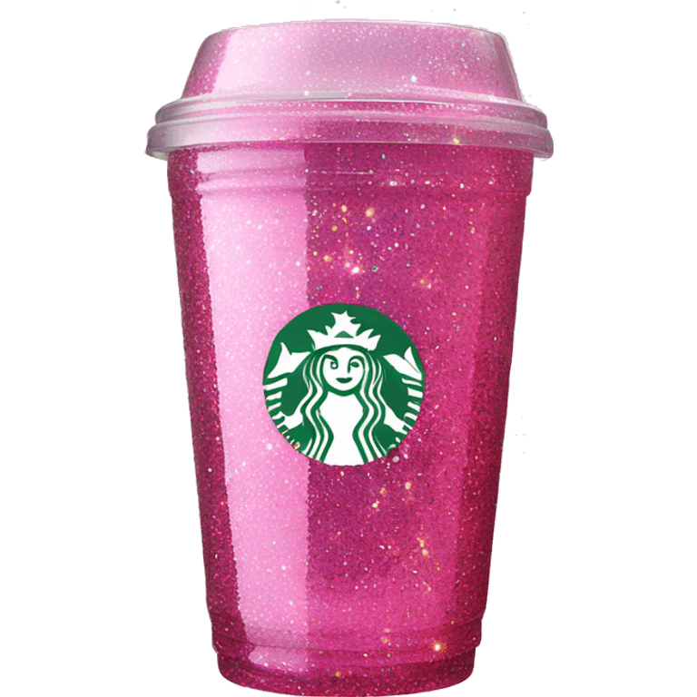 Pink glass starbucks cup glitter emoji