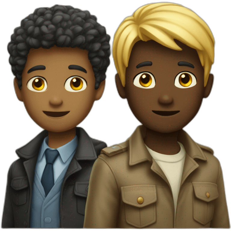 Two Boy detectives one blond and one African  black emoji