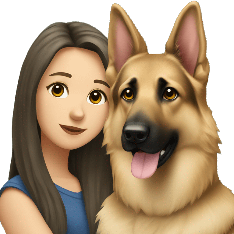 german shepherd with white brunette girl  emoji