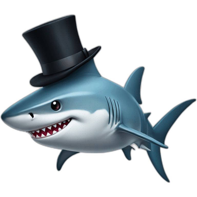 Shark with a top hat emoji