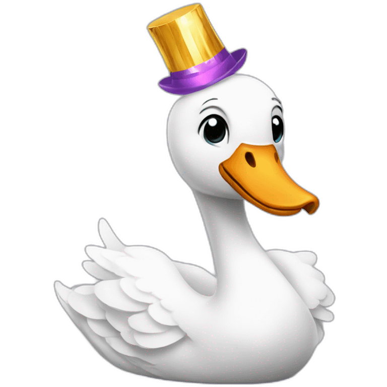 Swan with a party hat emoji