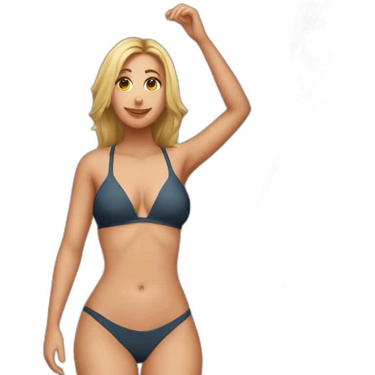 Slim-Thicc caucasian woman swimsuit posing emoji