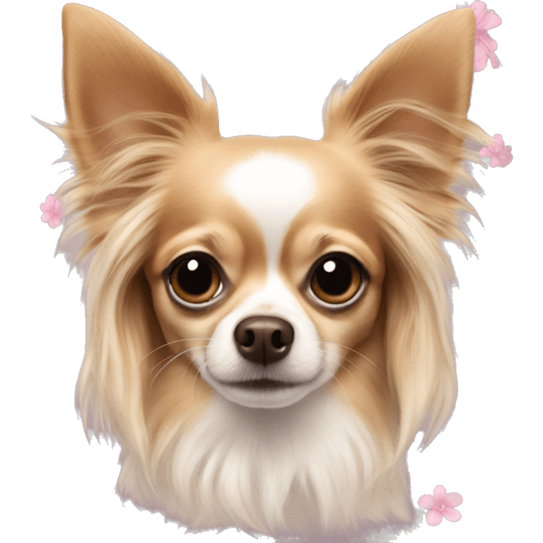 Long haired Chihuahua flower girl emoji