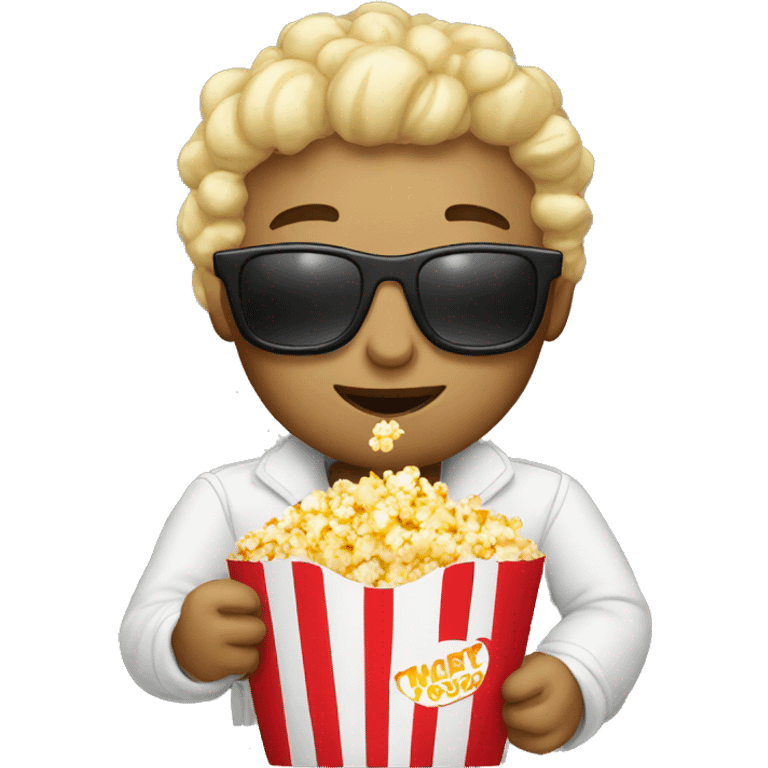 white worker with sunglasses eating popcorn  emoji