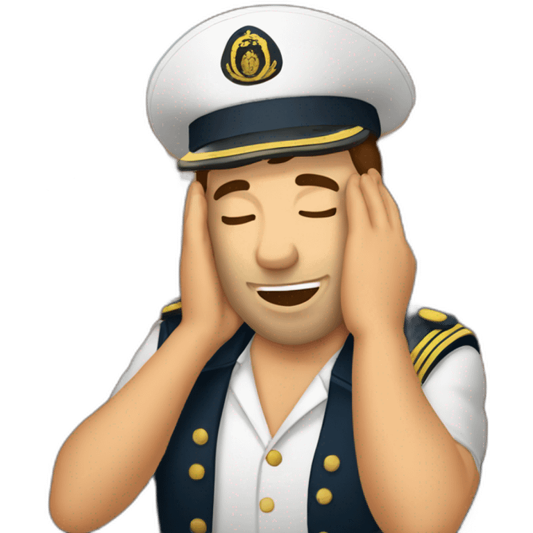 captain of cruise ship doing face palm emoji