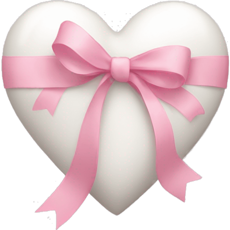 white heart with light pink ribbon bow emoji