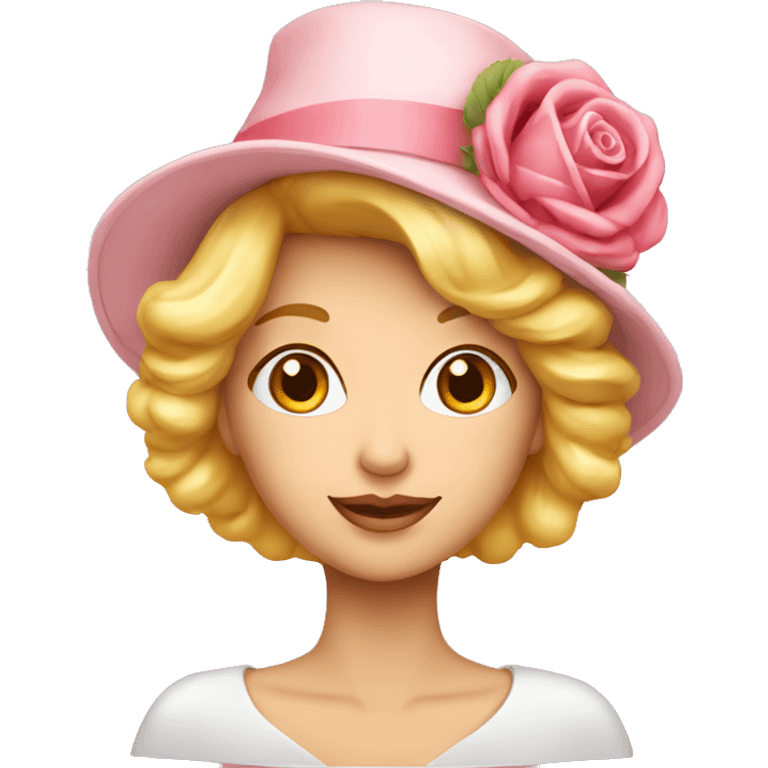 dame blonde avec un bonnet rose qui réfléchot  emoji