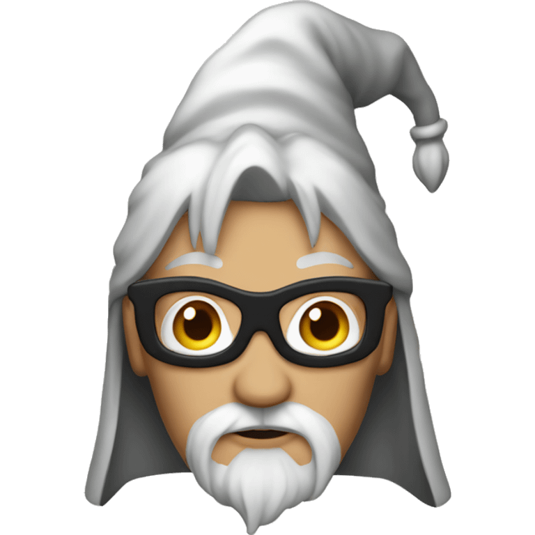 wizard with a ponytail in a black and white mask emoji