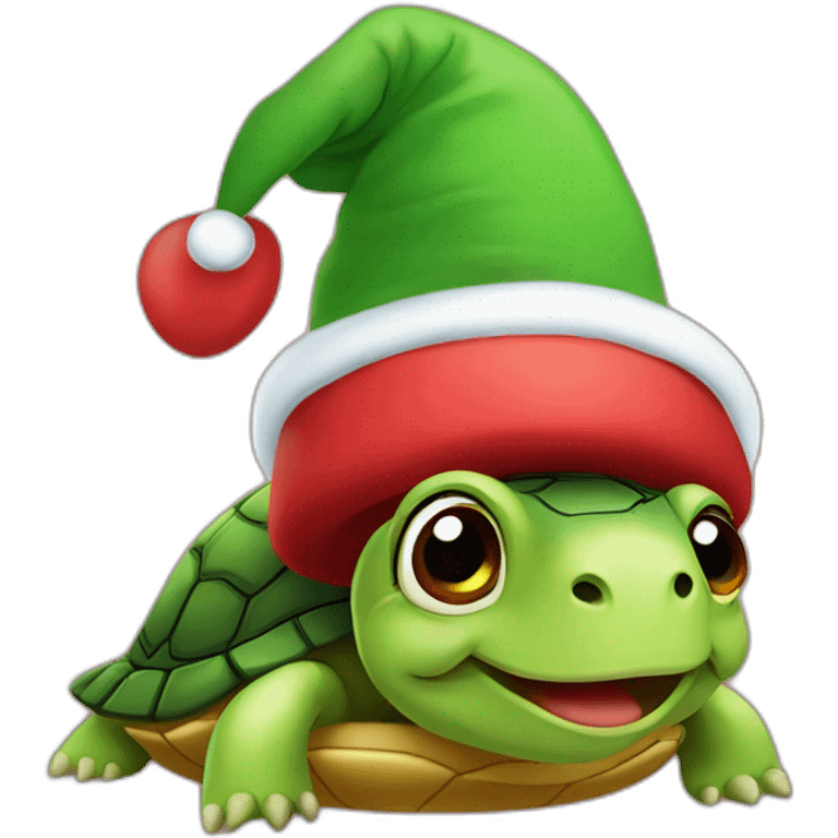 A turtle with a cristmas hat emoji