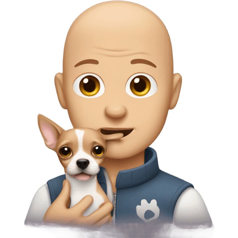 bald guy with chihuahua  emoji