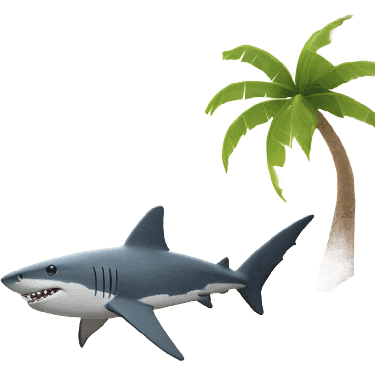 shark sitting under a palm tree emoji