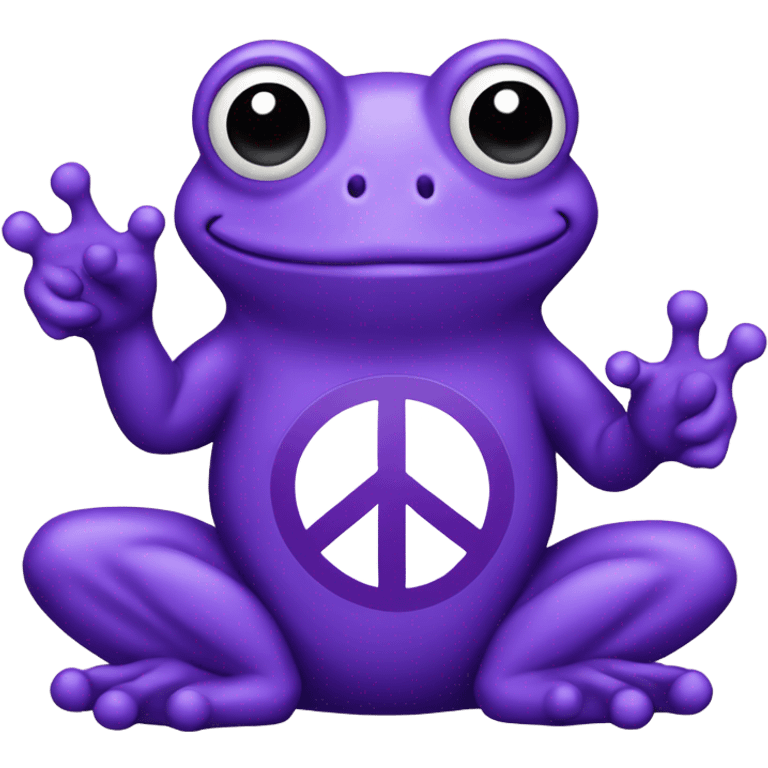 Purple frog with peace sign  emoji