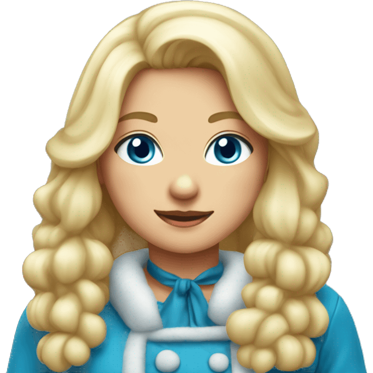 Girl dressed as Santa Claus, blue eyes, blond hair emoji