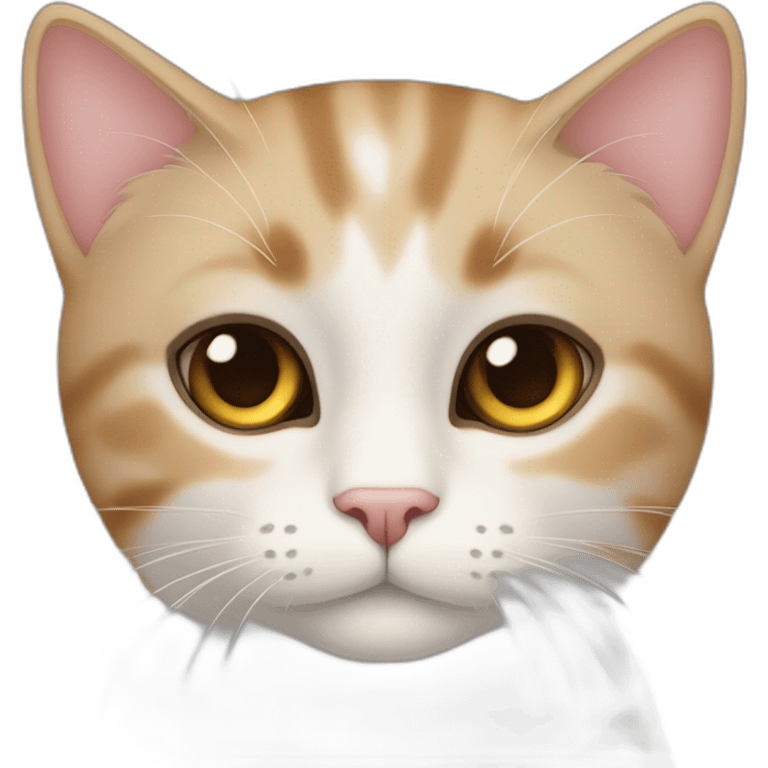 cat Brown and wthite eyes ambar emoji