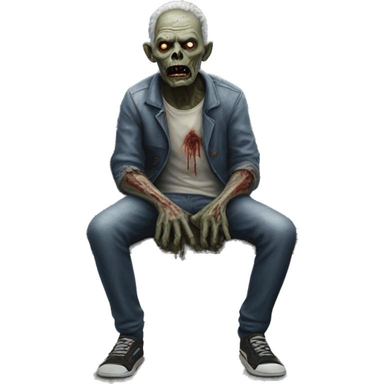 Hyperrealistic Zombie sitting on a bench  emoji