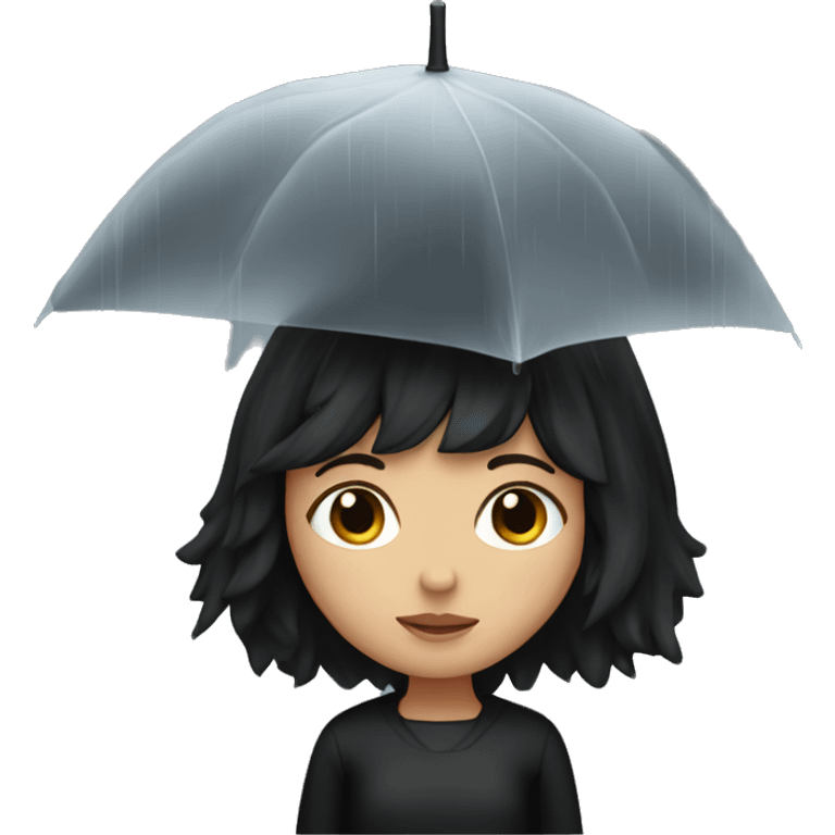 rainy girl with black hair and  black top emoji