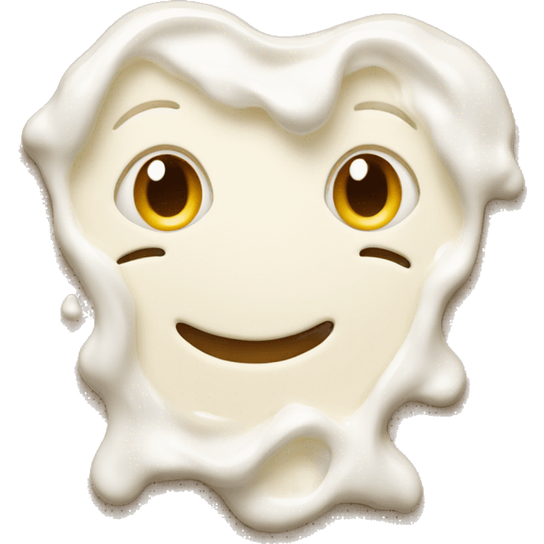 an emoji of a face covered with milk while it's smiling emoji