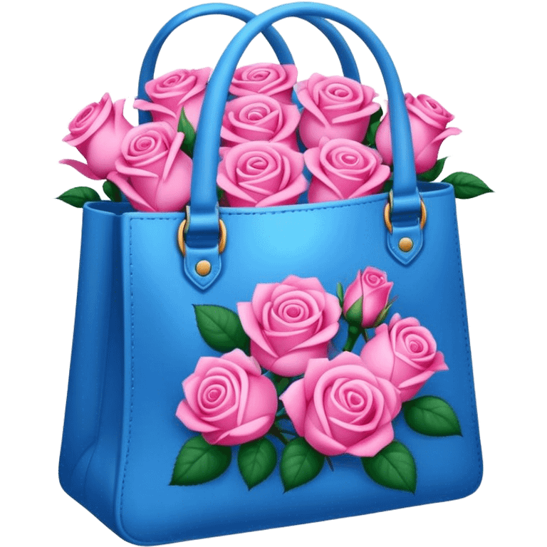 A blue bag full of rose that's colored pink emoji