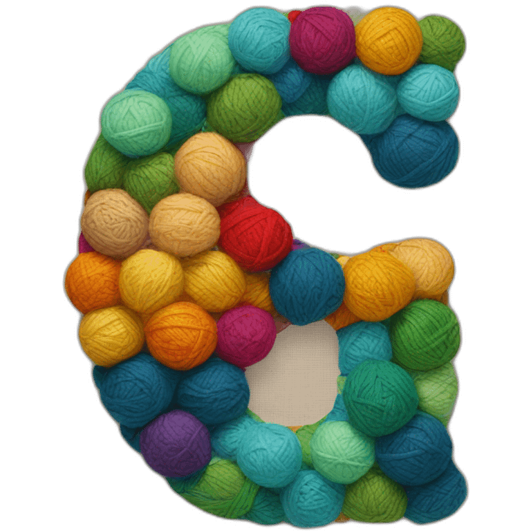 the letter G made of patchwork, colored yarn balls emoji