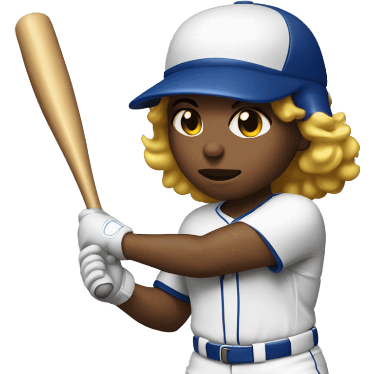 Stocky softball player up to bat emoji