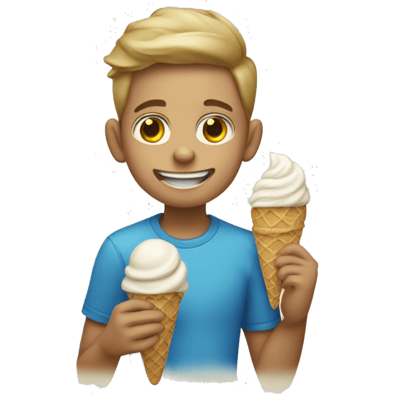 blonce boy eating an ice cream emoji