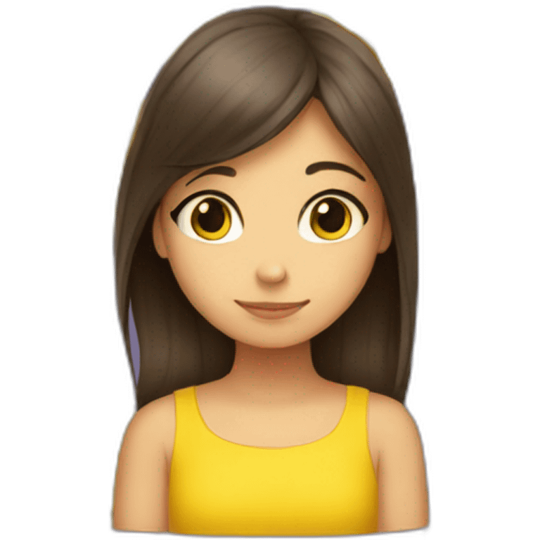 Yellow flowers with shy brunette girl emoji