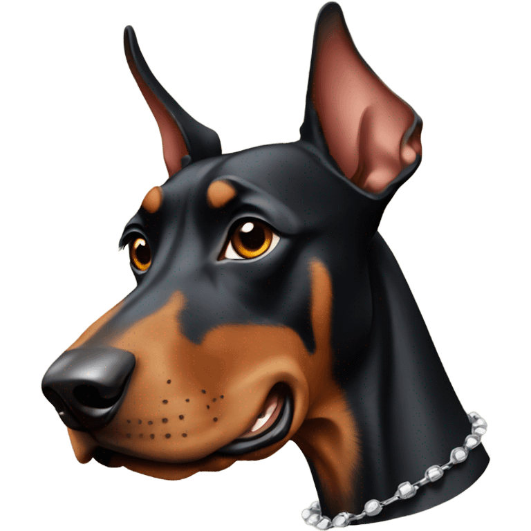 Doberman wearing spiked collar  emoji