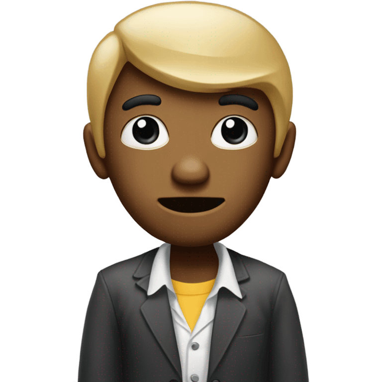 Create a emoji of a person involved in a telephone scam, conveying a sense of deception and manipulation, paying attention to details of facial expressions, clothing, and surroundings. emoji