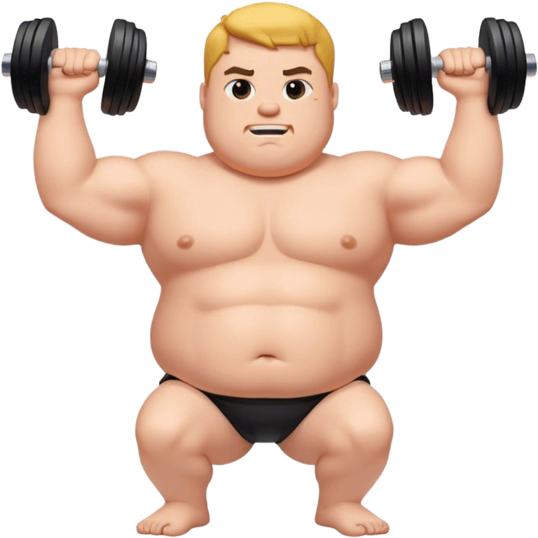 white žfat shirtless guy lifting dumbbell emoji