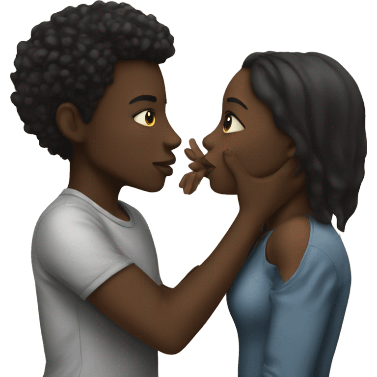 black girl and black boy emoji kissing  emoji