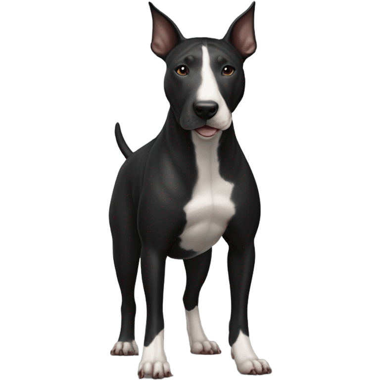 realistic black bull terrier  indoors emoji