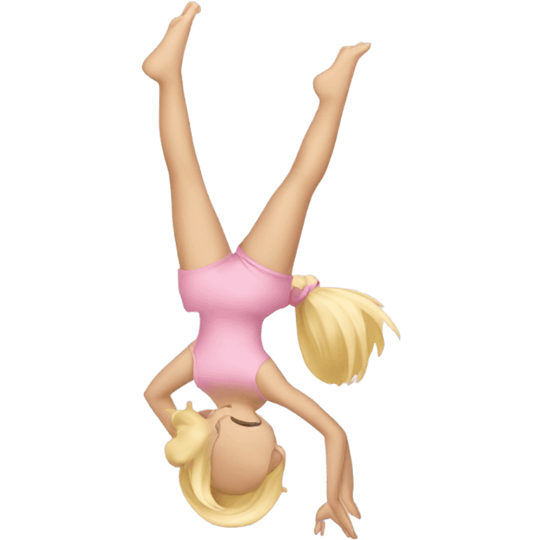 blonde girl light pink clothes Handstand  emoji