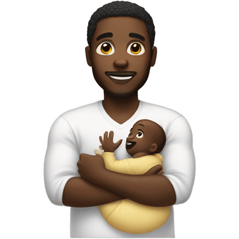 Black man holding baby oil emoji