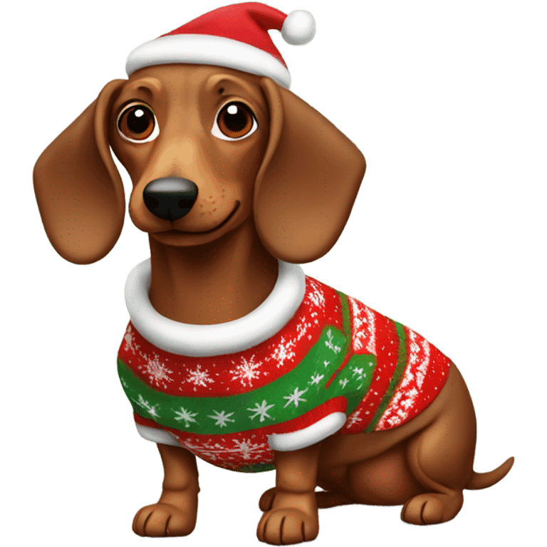 wiener dog wearing a christmas sweater emoji