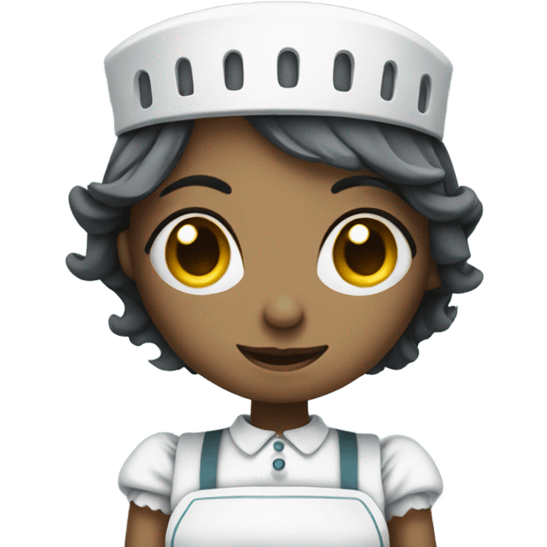 Robot wearing a maid apron emoji