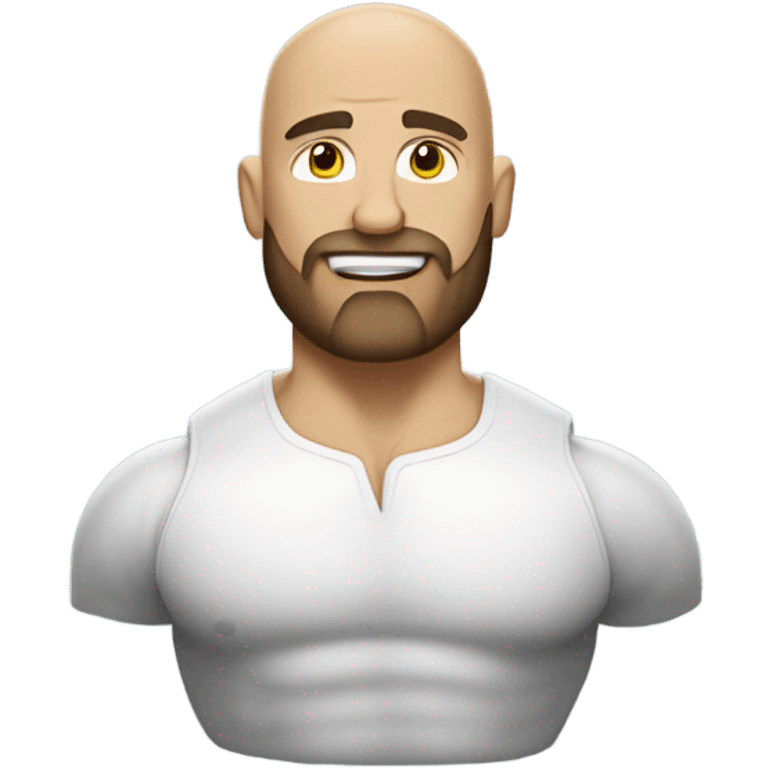 Bald white man with a beard and big muscles emoji