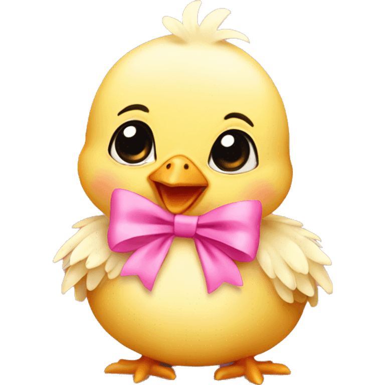 Baby chicken with pink bow emoji