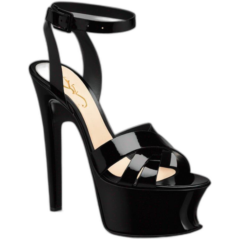 ysl black patent TRIBUTE PLATFORM SANDAL PATENT LEATHER emoji