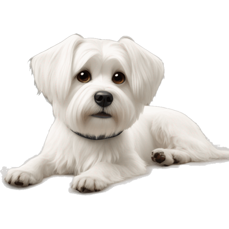 White dog Maltese on Cozy indoor with roses emoji