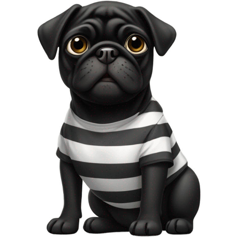 Black pug in prison clothes emoji