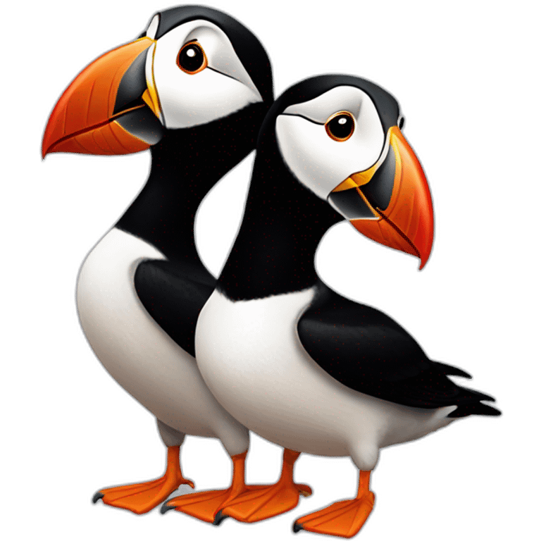 Two cuddling puffins emoji