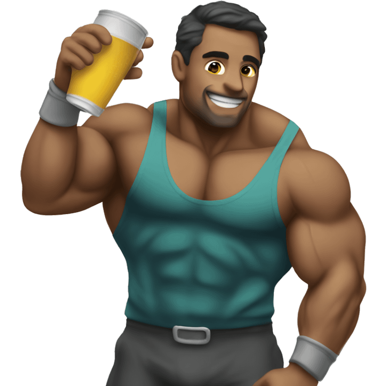 A bodybuilder drinking prote emoji