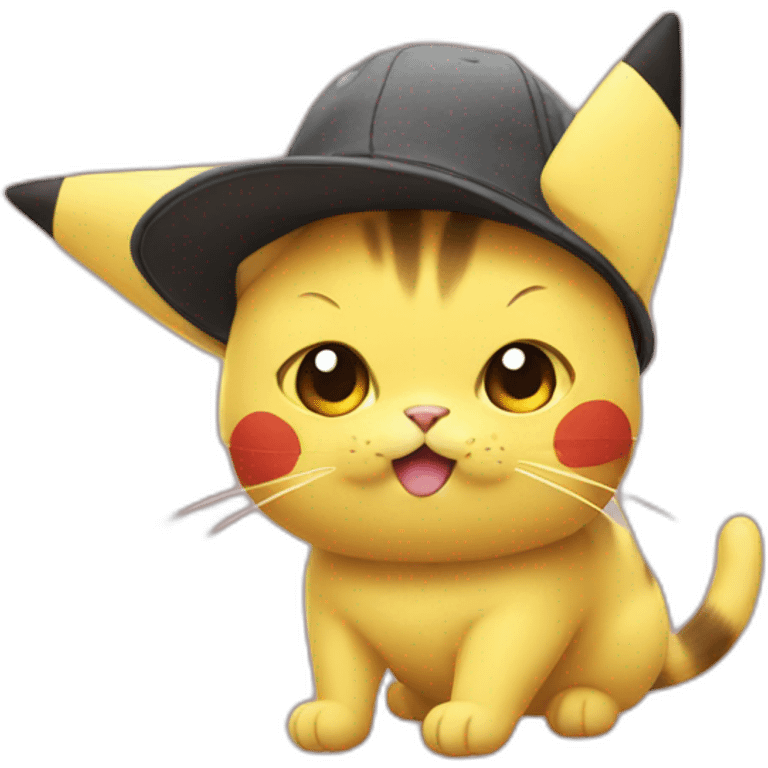 cat with a pikachu hat emoji