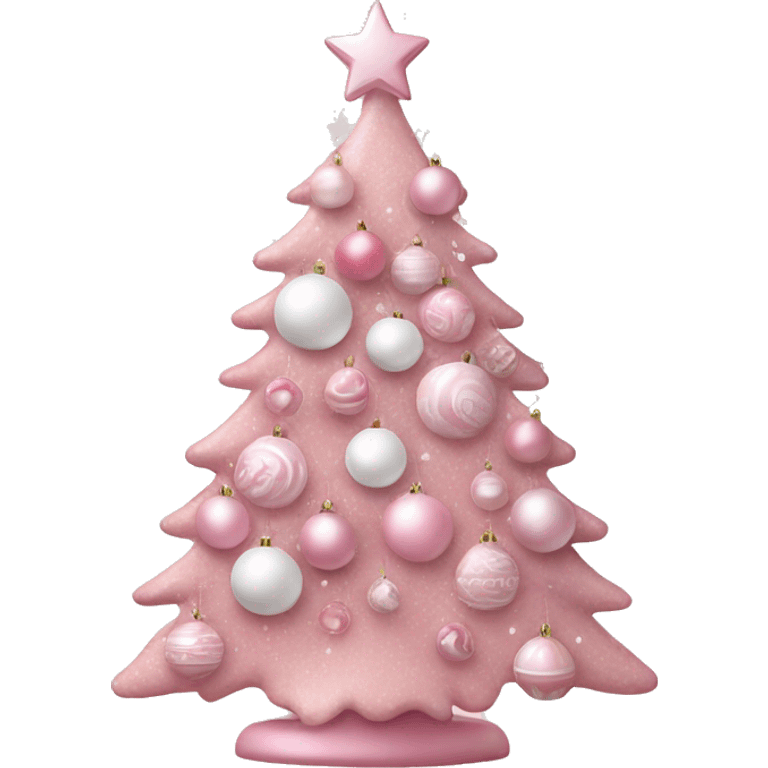 Pastel pink Christmas tree with pink and white ornaments  emoji