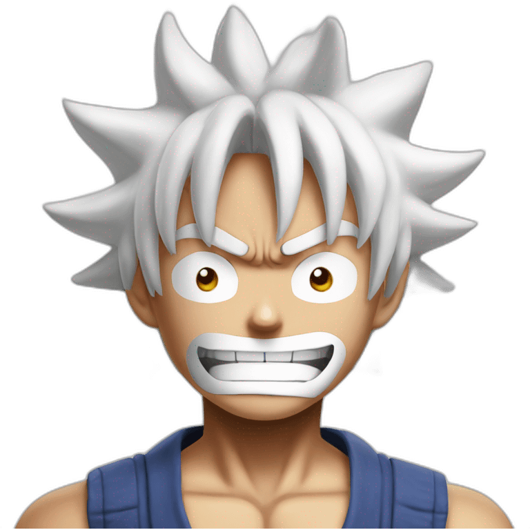 Luffy gear 5 with white hair power up emoji