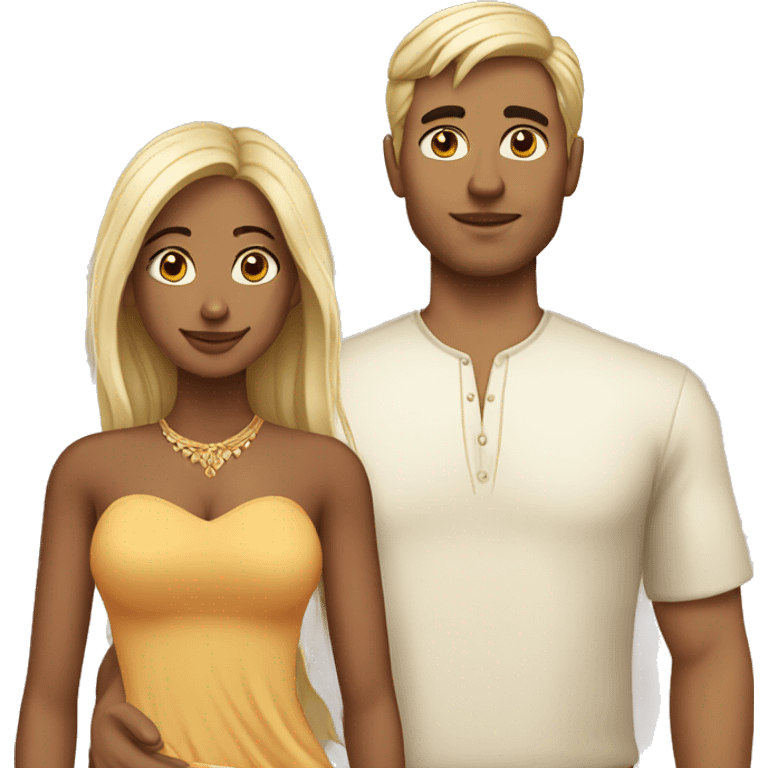 Indian woman and blonde man as a couple emoji